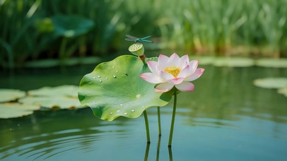 夏日荷花池塘