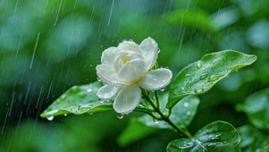 清新护眼雨中茉莉花