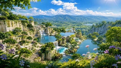 梦幻山谷瀑布