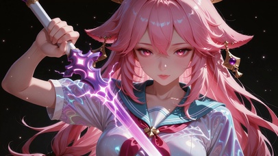 粉发少女