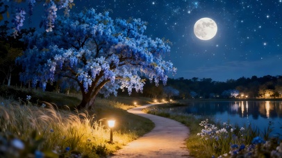 夜晚湖边