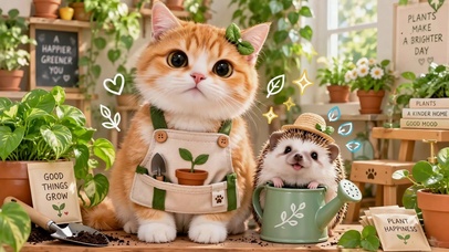 治愈养花橘猫与小刺猬