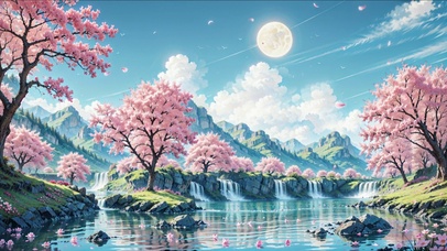 月落樱花林