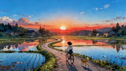 晚霞的田园风光