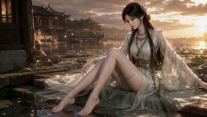 （免费）日落古风长腿美女-梅凝