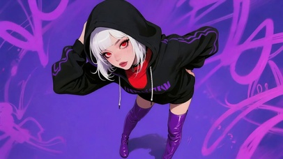 紫色炫酷美女拽姐插画