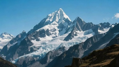 蓝天清新雪山风光