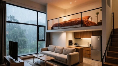 【雨景】雨中复式小开间