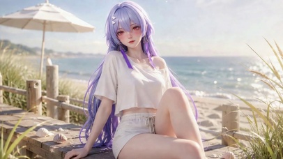 慵懒海岸美女莫宁