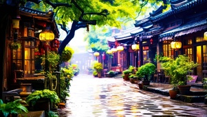 雨后的老街景色