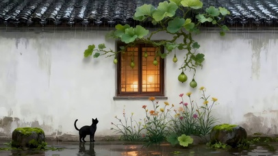 雨天屋檐下猫咪