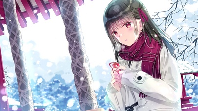 唯美清纯冬日祝福少女