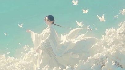 古风栀子花白色汉服美女