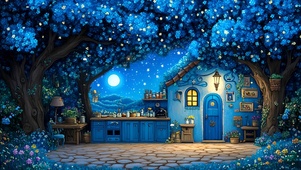 护眼星空树木房屋绿景