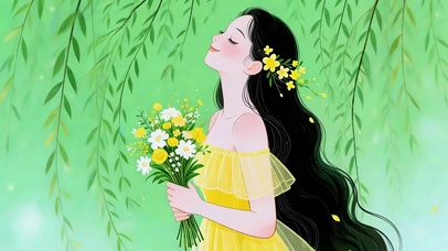 柳下捧花的温柔