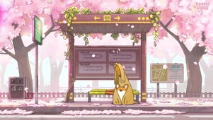 樱花车站 治愈柯基