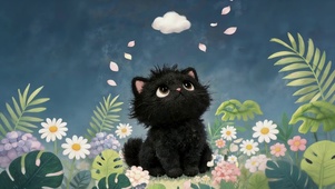 可爱小黑猫