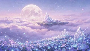 云海浮晶岛，清月赴星河