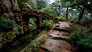 静谧山林溪流小径