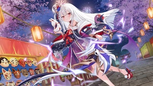樱花小道狐面具少女