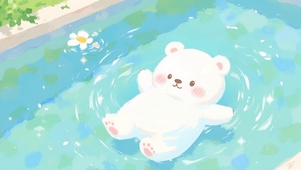 夏日游泳小熊