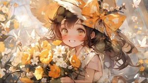 捧花的小女孩