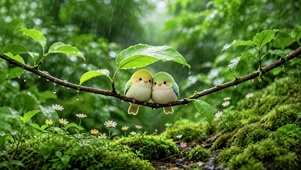 雨中小鸟