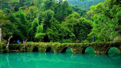 养眼绿色小桥流水
