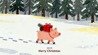 圣诞雪地猪