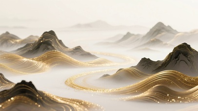 金色中国风国潮水墨山水
