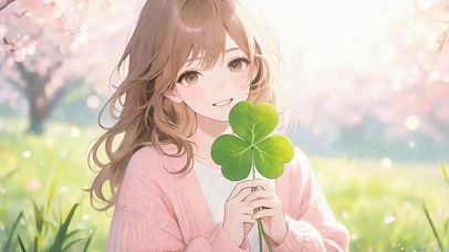 拿着三叶草女孩