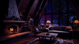 舒适雪夜小屋