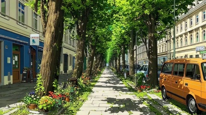 阳光清新小镇街道