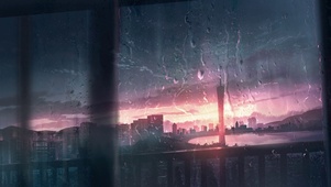 窗外雨屏