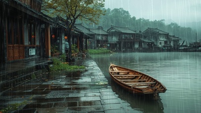 雨中古镇
