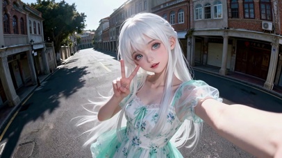 银发少女游小镇