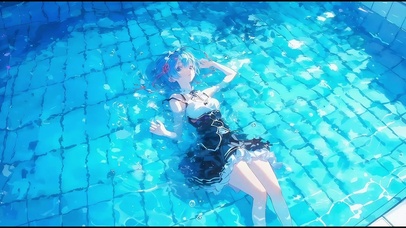 泳池落水的女仆少女