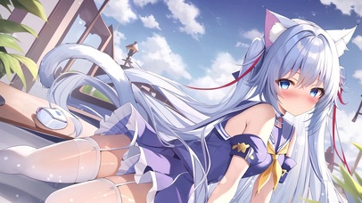 蓝发可爱猫耳少女