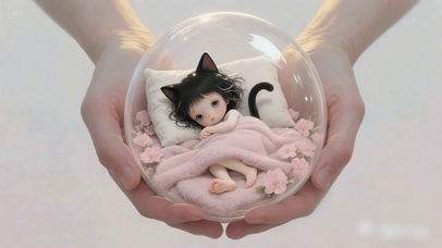 手里睡觉的呆萌小猫娘宝宝