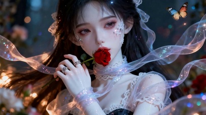 拿着鲜花的女孩