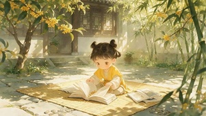 可爱女孩看书