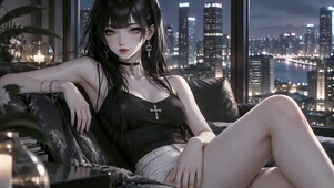 都市夜景高冷长腿美女