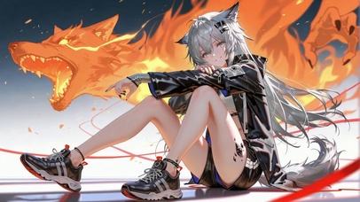 酷飒狼耳少女与火焰战狼