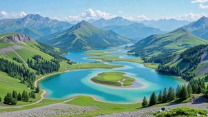 青山湖泊风光