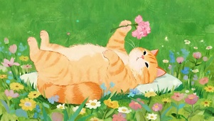 躺在 草地 猫咪