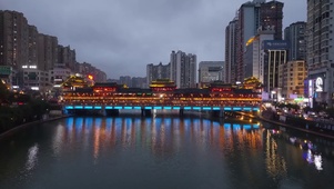 贵州黔南都匀西山大桥夜幕降临