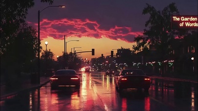 傍晚城市暮色落日街道