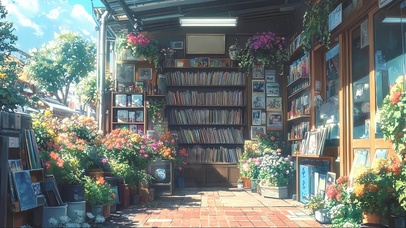 夏日清新阳光室外书店