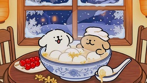 线条小狗的快乐冬至