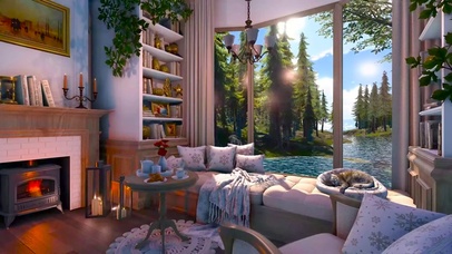 树林湖边阳光别墅